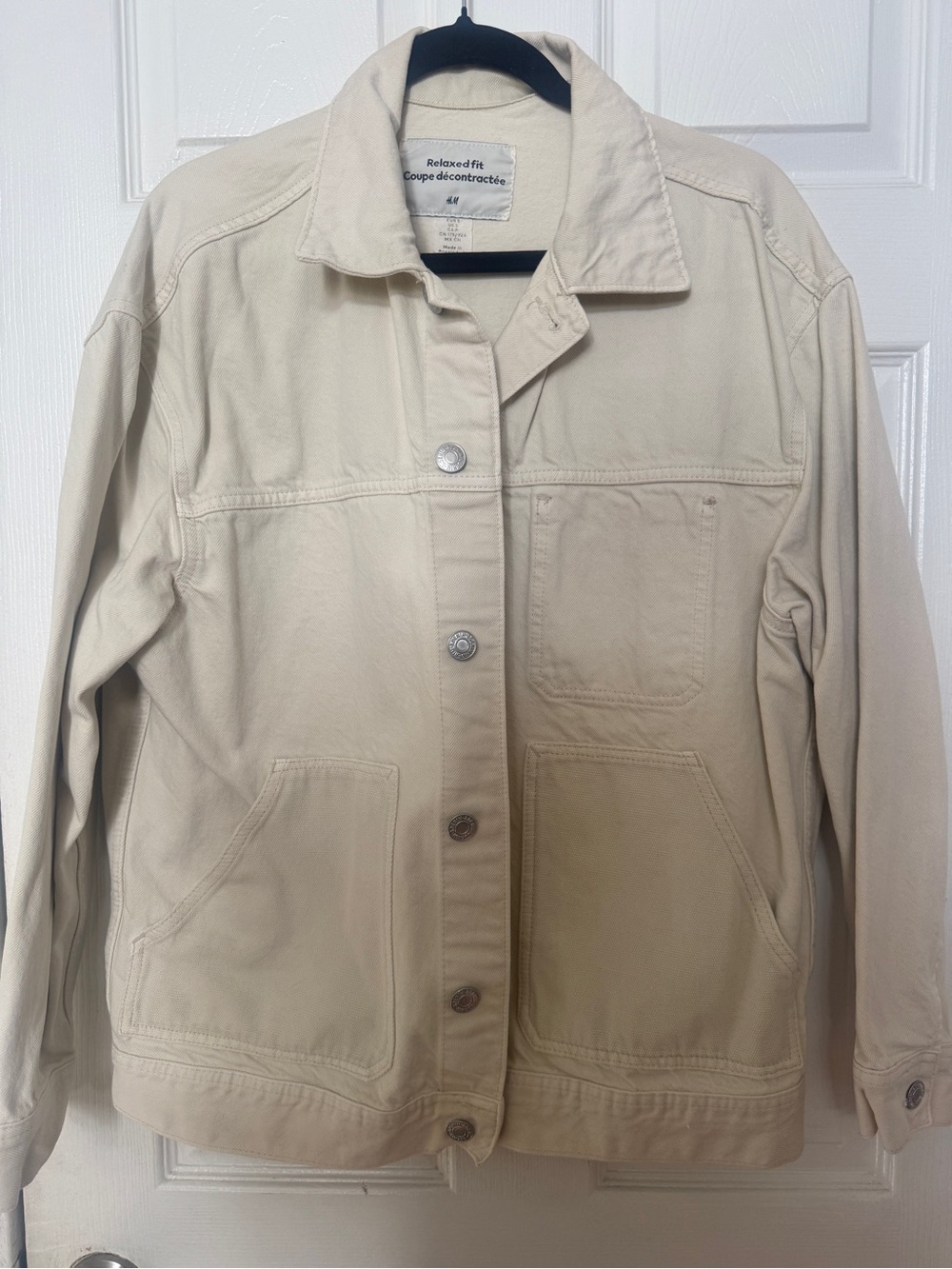 H&M Cream Relaxed Denim Jacket